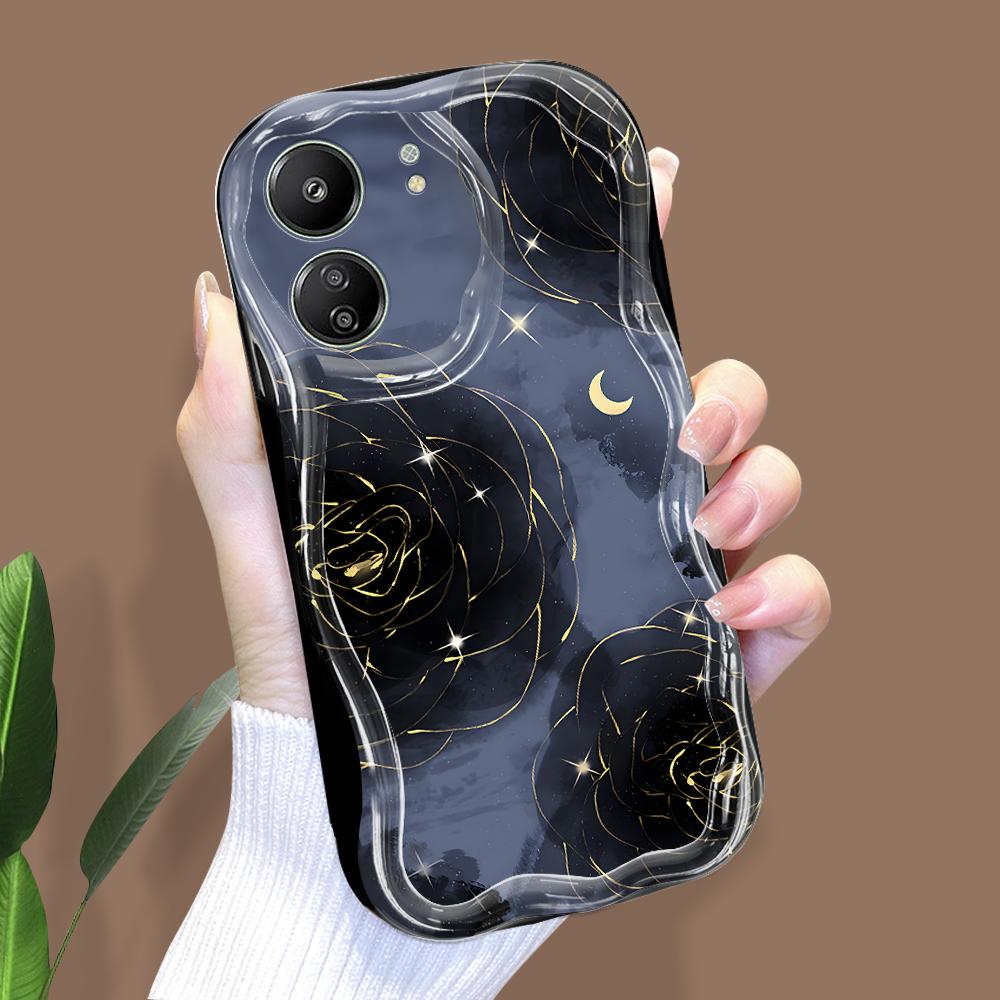 Cute Cartoon Pattern Cream Texture Casing Wavy Edge Soft Silicone Cover Phone Case for Xiaomi Redmi