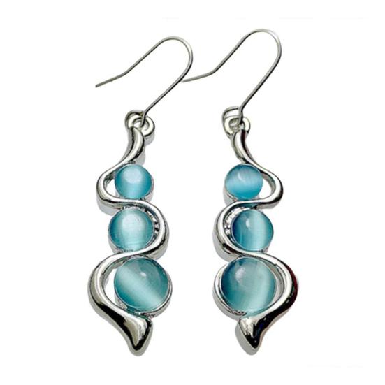 

1 пара серег-крючков в богемном стиле, антидеформированный изысканный синий камень, волна воды