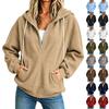 Women's Casual Half Zip Long Sleeve Loose Fit Color Hoodie