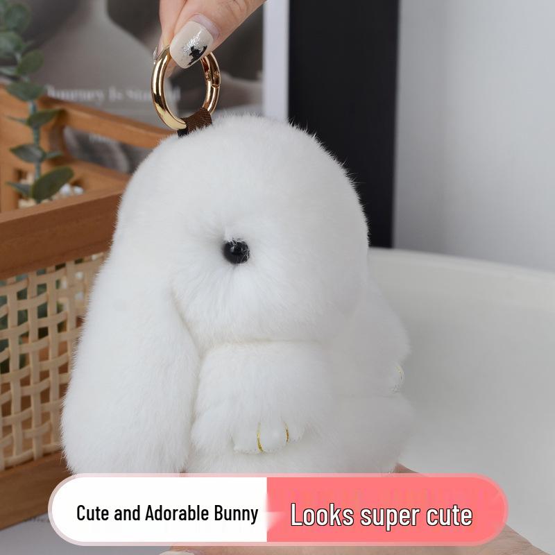 Rex Rabbit Fur Bunny Pendant Ornament Keychain and Luggage Accessory