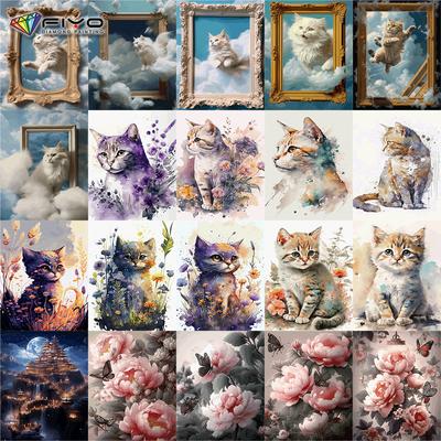 Diamond Painting Full Drill Flower Cat Animal Round Diamond Painting Handmade Butterfly Diy Diamond Mosaic Painting Home Decoration