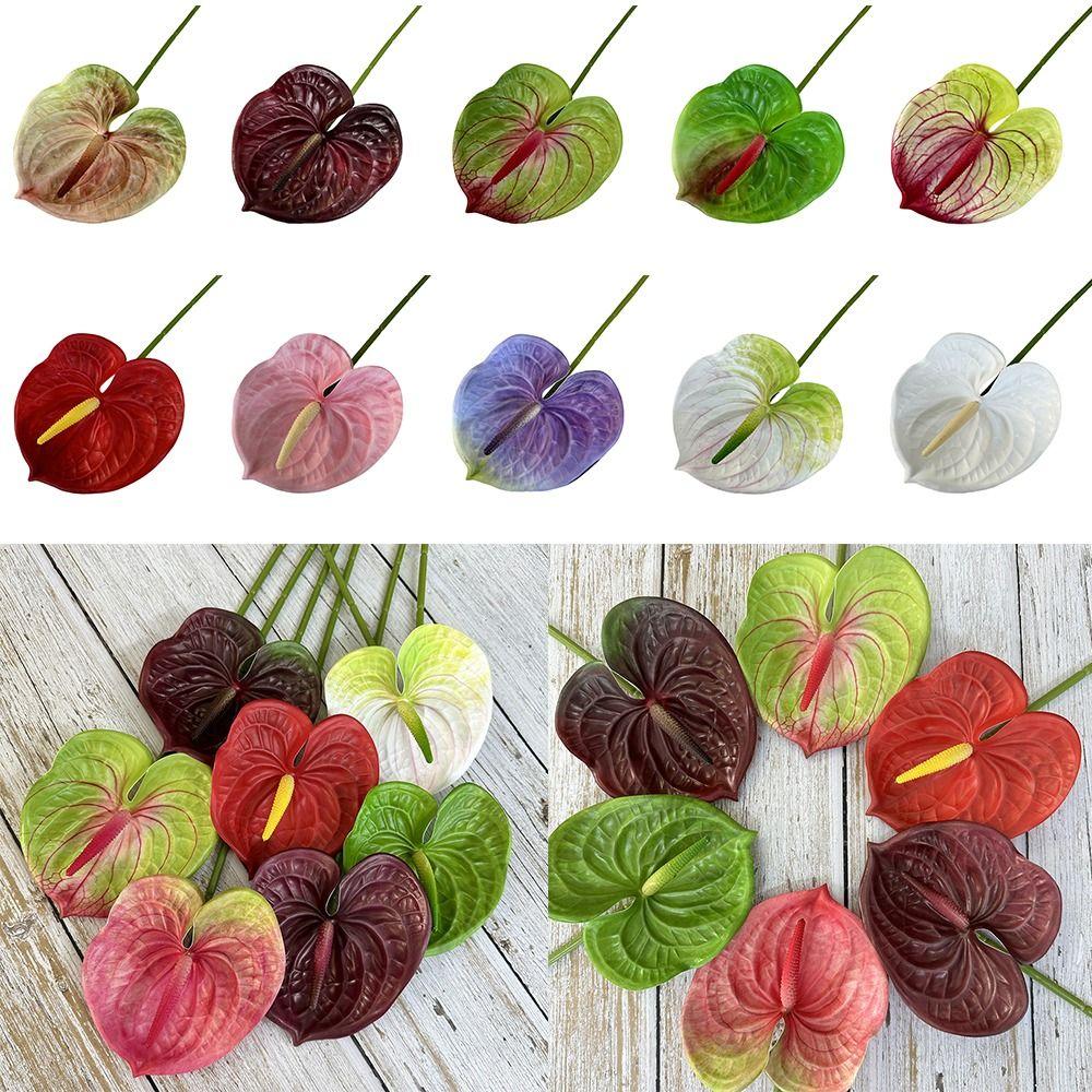 Soft Rubber Artificial Small Anthurium 60cm Simulation Plant Creative Fake Flower  DIY Accessories