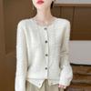Autumn and Winter New Crew Neck Cardigan Women's Fashion Age-reducing Sweater Top Coat