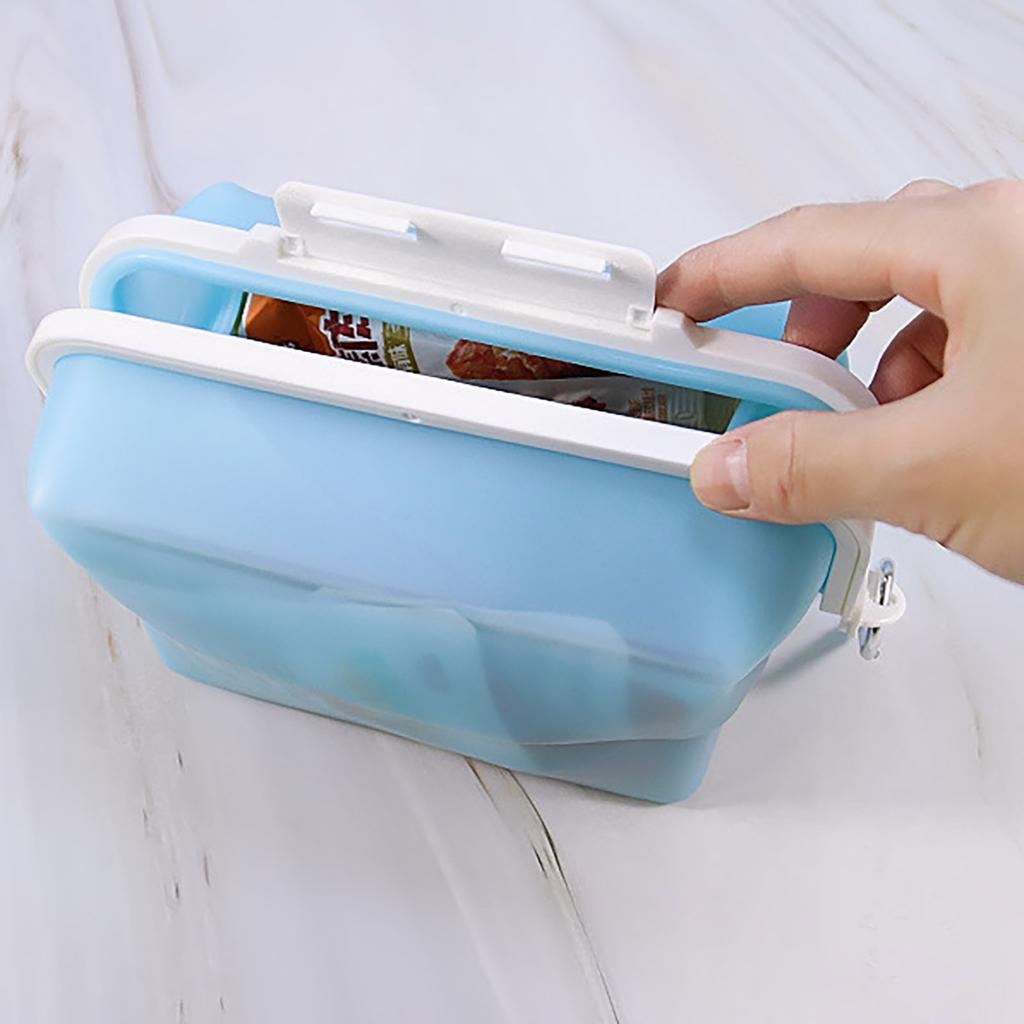 1500 ml Silikon-Lunchbox, Frischhaltedosen, mikrowellengeeignet, wiederverwendbare Silikon-Lebensmittelaufbewahrungsbox, zusammenklappbare Aufbewahrungsboxen