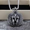 Antique Spartan Warrior Mask Pendant Necklace Stainless Steel Mens Jewelry Single Sided Design