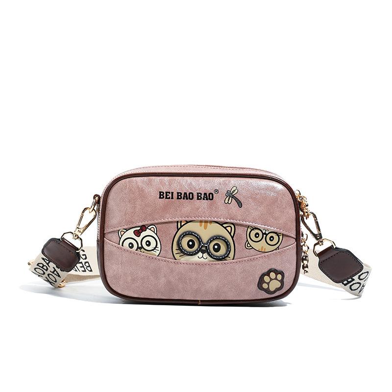 BEIBAOBAO 2026 New Fashion Popular Women's Messenger Bags Cute Sweet Cartoon Bear Small Square Bags Casual Simple Lightweight Underarm Bags for Female