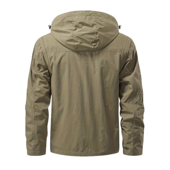 Pánská bunda Odstranění klopy Bunda s kapucí a dlouhým rukávem Kabát s více kapsami Design Jednobarevná léga na zip Venkovní bunda