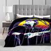 Retro Guitarist Neon Art Blanket for all seasons blanket lunch break throw gift