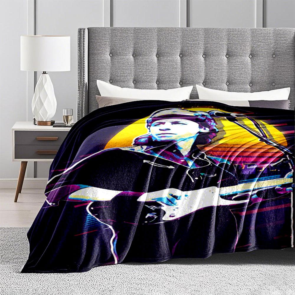 Retro Guitarist Neon Art Blanket for all seasons blanket lunch break throw gift