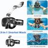 Snorkel Mask Foldable Diving Mask Set with Dry Top System and Camera Mount, Anti-Fog Professional Snorkeling Gear