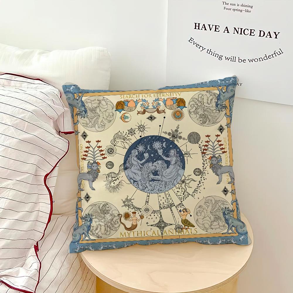 Constellation Retro Romance Cushion Cover Comfortable Soft Pillow Case for Sofa Living Room Home Office Decor Protective Covers