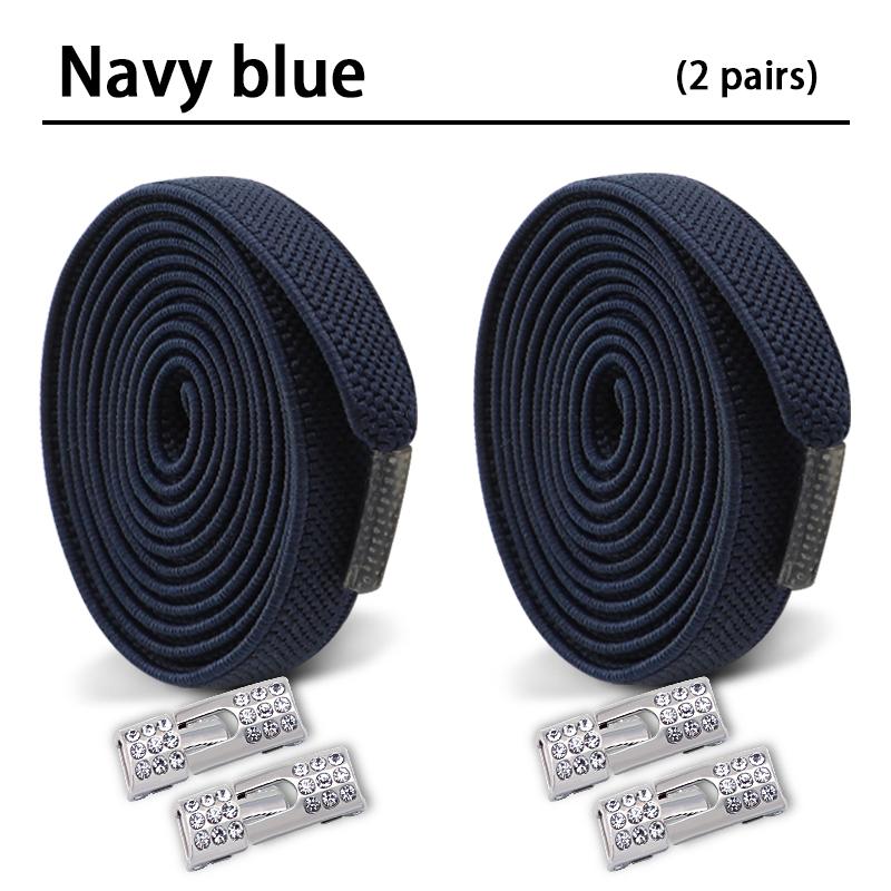 2Pair Elastic Laces Sneakers Diamond Locks Shoelaces Without ties Kids Adult unisex 8mm Flat No Tie Shoe laces shoe accessories