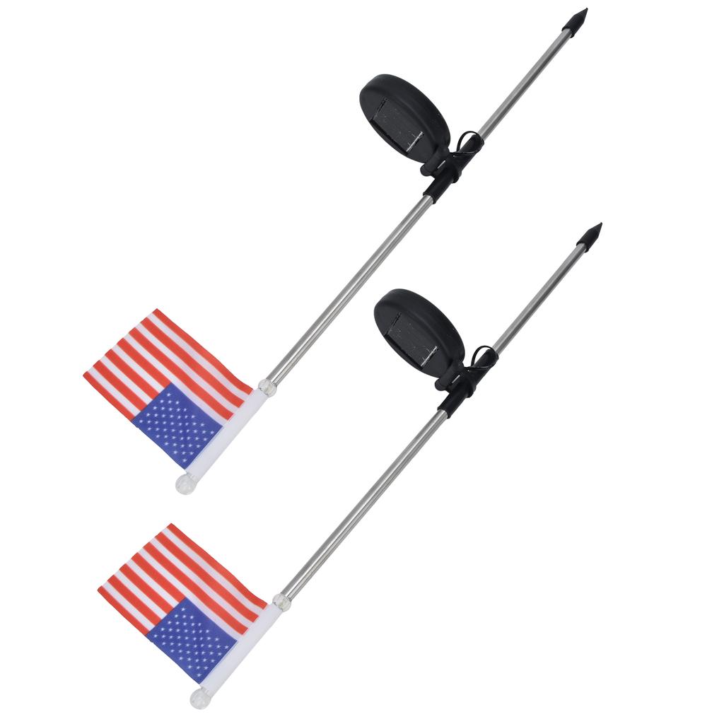 2PCS Solar Powered Garden Light US Flag Lawn Stake Lamp for Outdoor Landscape Lighting Decoration White Light
