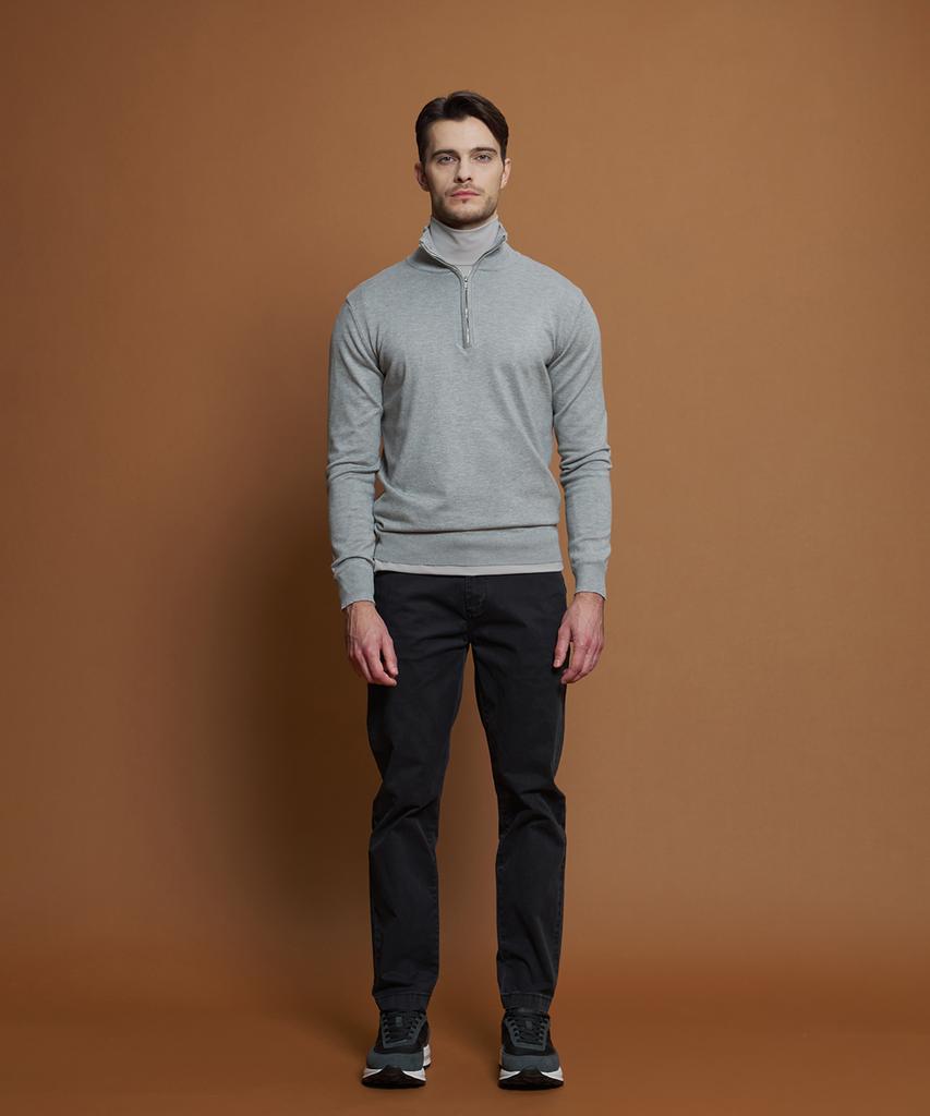 PANICALE Light Gray Soft Half-Zip Knit (Type A)