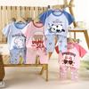 Kids Cotton Short Sleeve Pants Set Summer Baby Pajamas Unisex Breathable Home Wear Two Piece Outfit For Boys And Girls