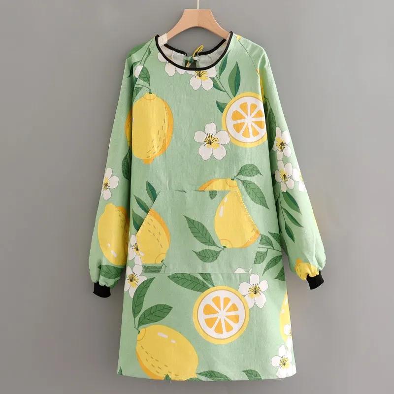 Oil-proof Apron Fashionable Canvas Kitchen Cooking Apron Home Long Sleeve Durable Women Overwear Work Clothes