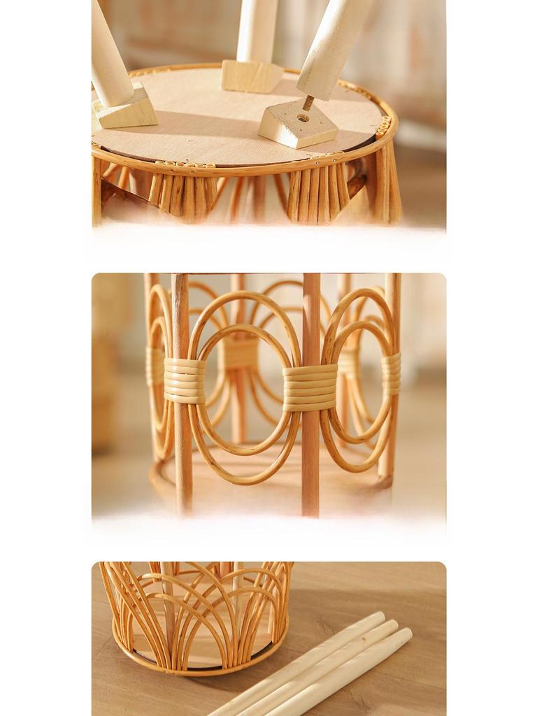 Triangle Floor-Standing Woven Rattan Flower Pot Stand