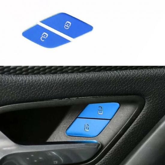 Blue Aluminum - button Sticker Trim Car Inner Door lock For Benz GLE GLS