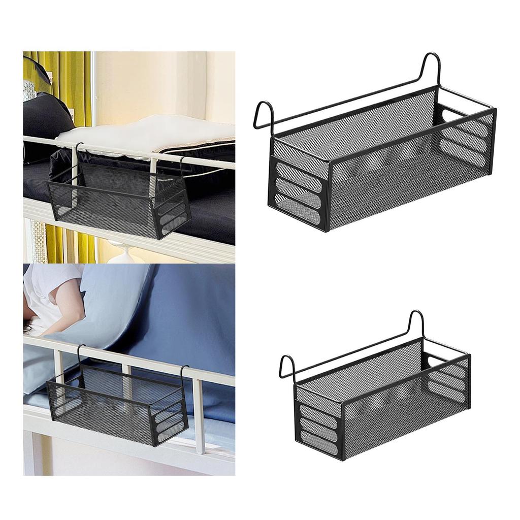 Bedside Hanging Storage Basket Shelf Organizer Rack for Dorm Bed & Bunk