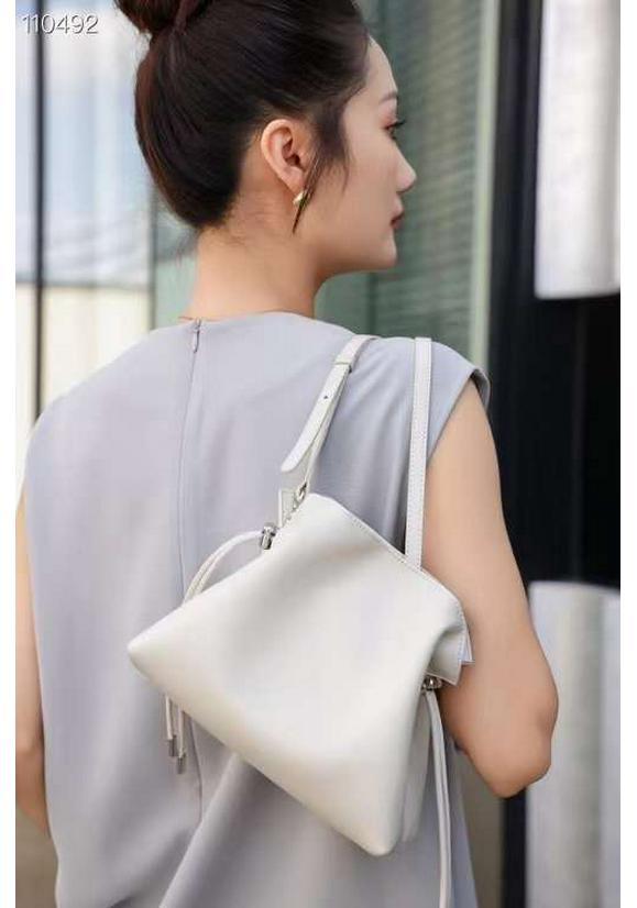 Women's Genuine Leather Cloud Crossbody and Single Shoulder Drawstring Lucky Bag