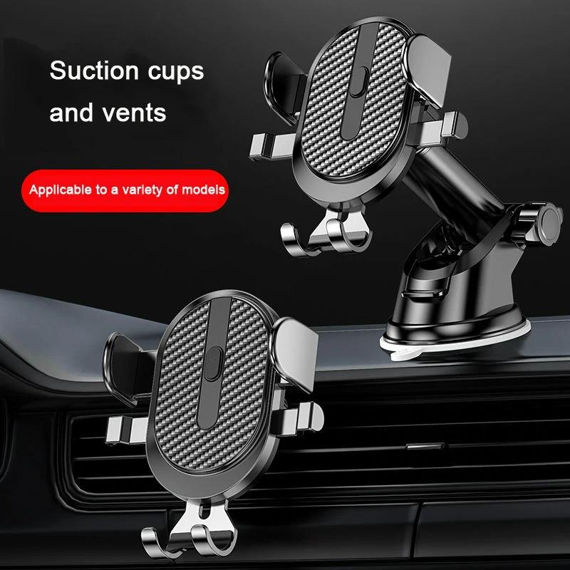 Hot Car Phone Holder Mount Auto Locking Universal Phone Holder  Suction Cup and Air Vent Dual-purpose Mount Stand with Hook Clip