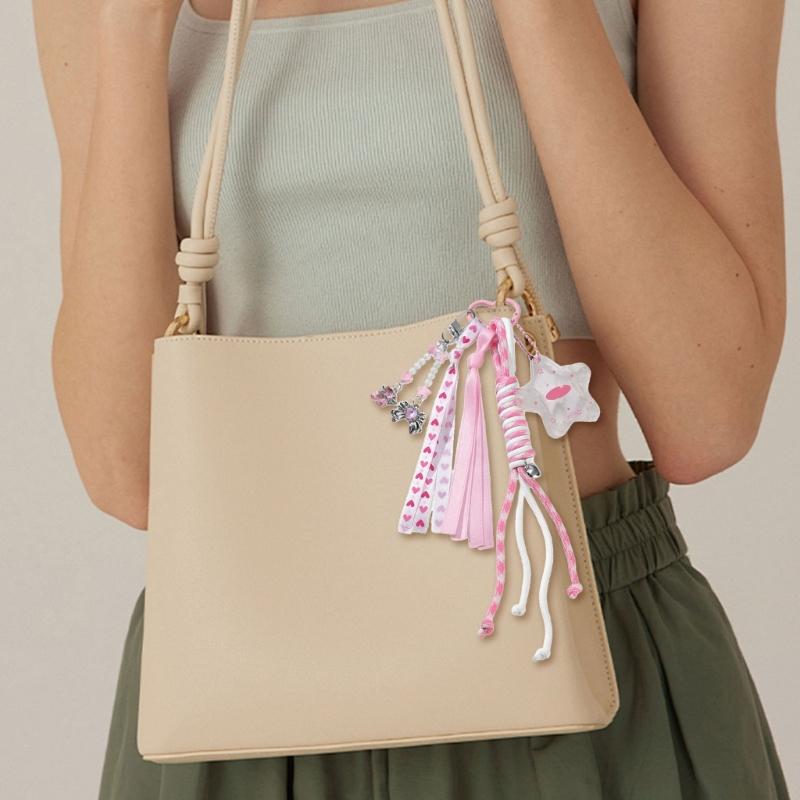 Unique Mini Bag Accessory With Acrylic Frame And Metal Star DIY Craft Keychain Decoration for Women