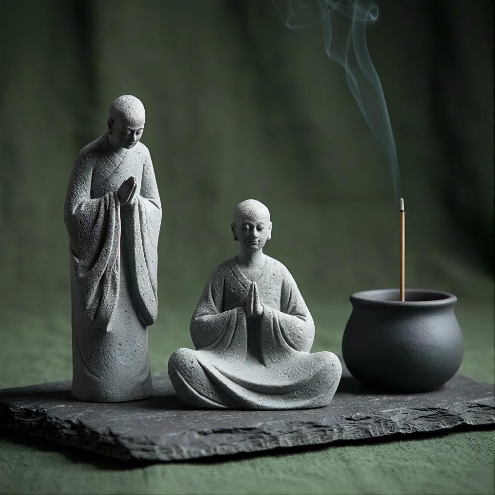Micro-Landscape Meditation Monks Figurine Funny Landscape Ornament  Bedroom Decor
