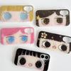 Phone Case for Samsung Galaxy S25 S24 S23 S22 S21 FE Ultra Plus 4G 5G Feather Texture Back Cover Kawaii Cute Black Big Eyes Cool
