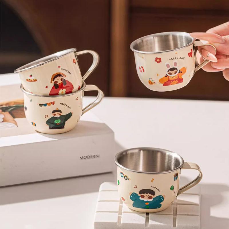 316 stainless steel open mouth small water cup Anti Scalding Milk Coffee Mug Cute Mini Drinking Thermos for Children fashion mug