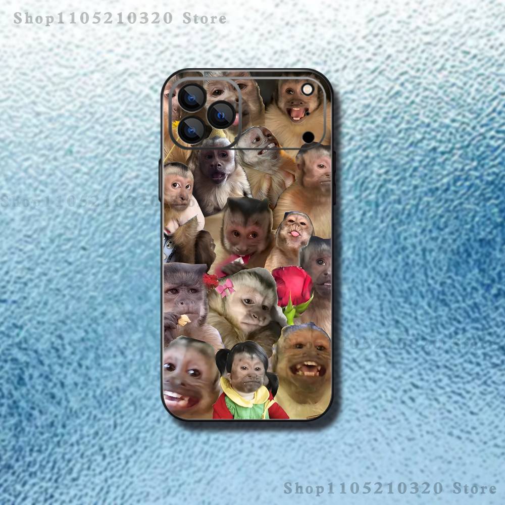 Cute and funny monkeys Phone Case For iPhone 17,16,15,14,13,12,11,Pro,Max,Plus,E,SE4,Air,Mini Black Soft Funda iPhone14ProMax
