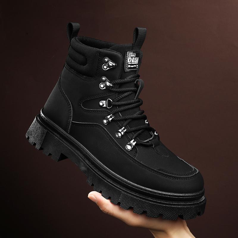 Nowe Męskie Klasyczne Jesienno-Zimowe Modne Wysokie Buty na Grubej Podeszwie do Skateboardingu Wygodne Miękkie Podeszwy Koszykarskie Sneakersy