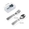 3Pcs/Set Portable Folding Fork Spoon With Box 304 Stainless Steel Cutlery Set Mini Cute Tableware Set Suitable for Kids Students