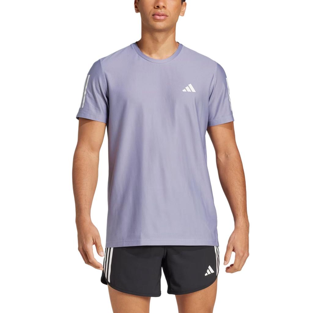 Adidas Casual Striped Round Neck Short Sleeve T-Shirt Men Tops Light-Purple JC9796