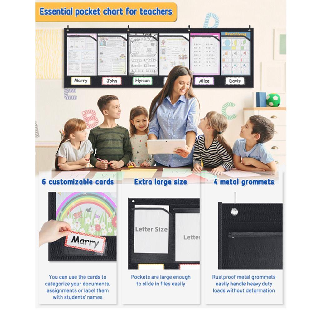 Reusable Horizontal Storage Pocket Chart Sturdy File Storage Pocket Chart  Wall Door