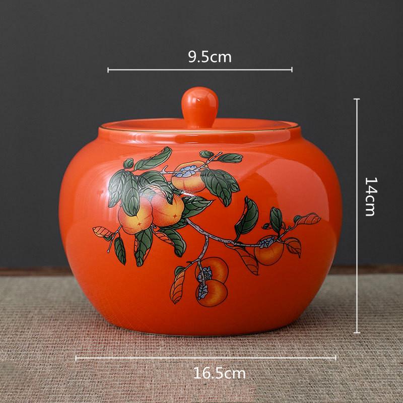 Ceramic Tea Pot Round Storage Airtight Container Chinese Vintage Bottle General Can Caddy Organizer