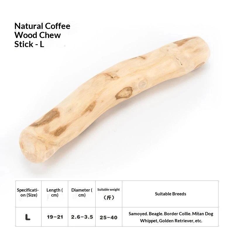 Natural Coffee Wood Dog Molar Chew Toys Safe Non Splinter Stick Stress Relief for Teething Puppies Small Breed Dog Daily Play
