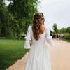 Wedding Dress Vintage Lace Wedding Dress 2025 Boho A Line Bride Gown Half Sleeves Tiered Wedding Gowns Customized