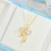Bow Necklace Women'S Light Luxury High Sense Cold Wind Diamond-Encrusted Small Bell Pendant With Jewelry