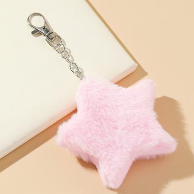 Neuer Stern Plüsch Anhänger Schlüsselanhänger für Frauen Mädchen Pentagramm Schlüsselanhänger Ringe Pompon Tasche Schlüsselanhänger Halter Charme Schmuck Accessoire