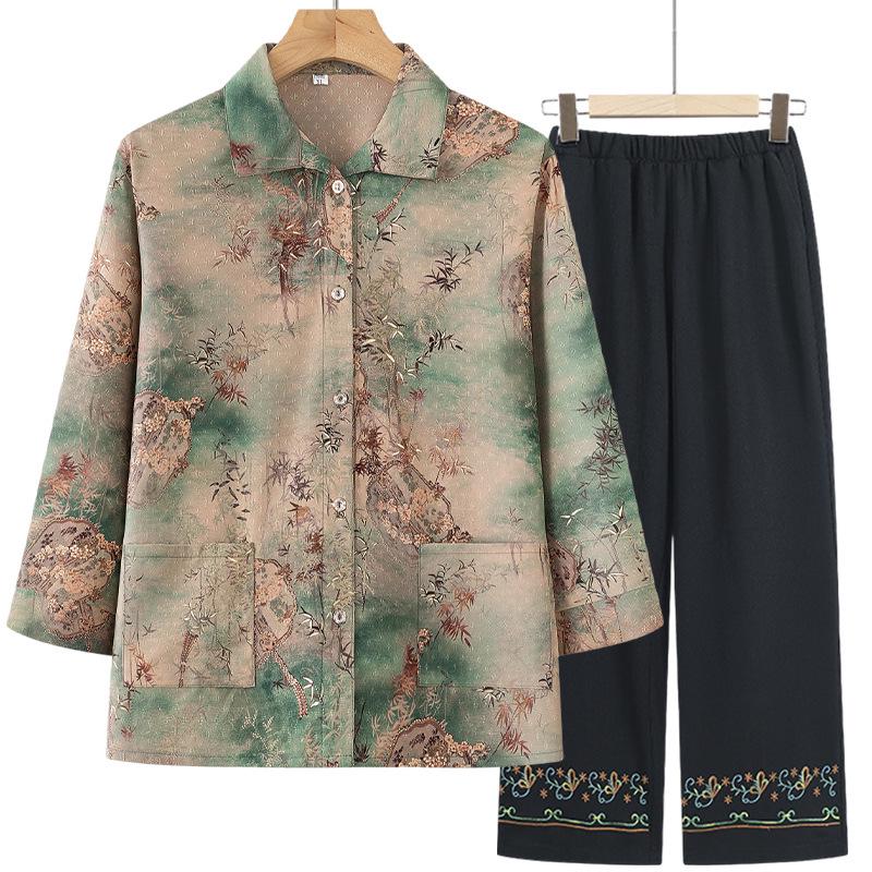 Summer Two-Piece Set: Stylish Mid-Sleeve Cardigan & Top for Middle-Aged and Elderly Women 2026