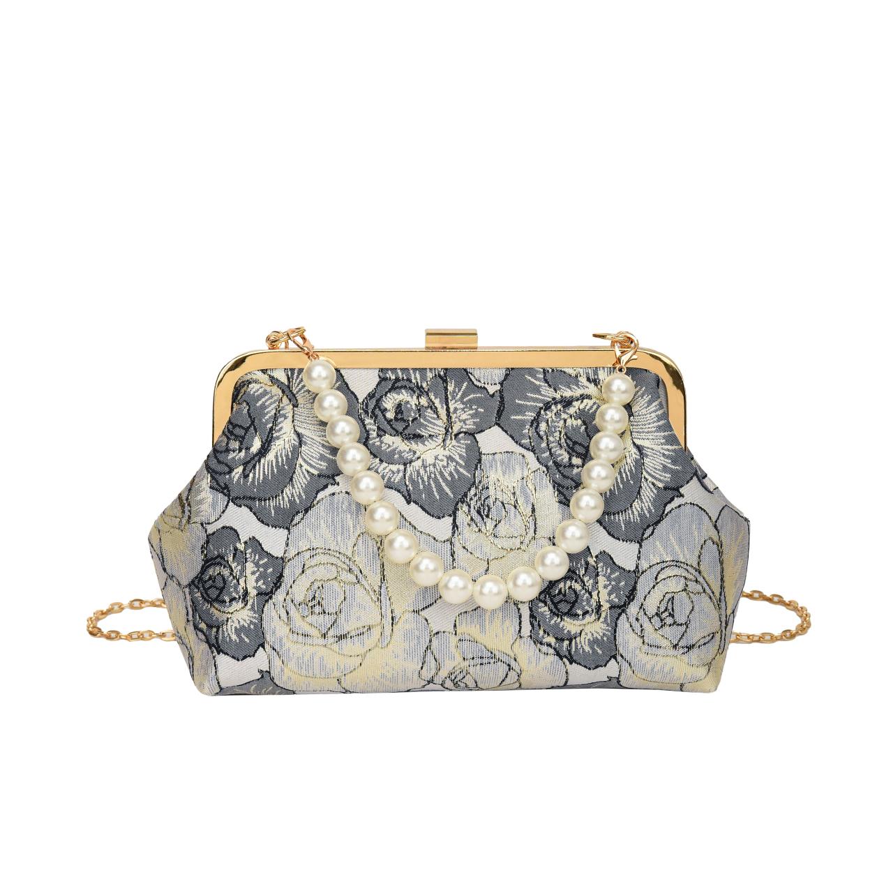 

Chinese Cheongsam Style Women S Bag Crossbody Shoulder Bag Chain Beads Embroidered Flower Pattern New Premium Durable