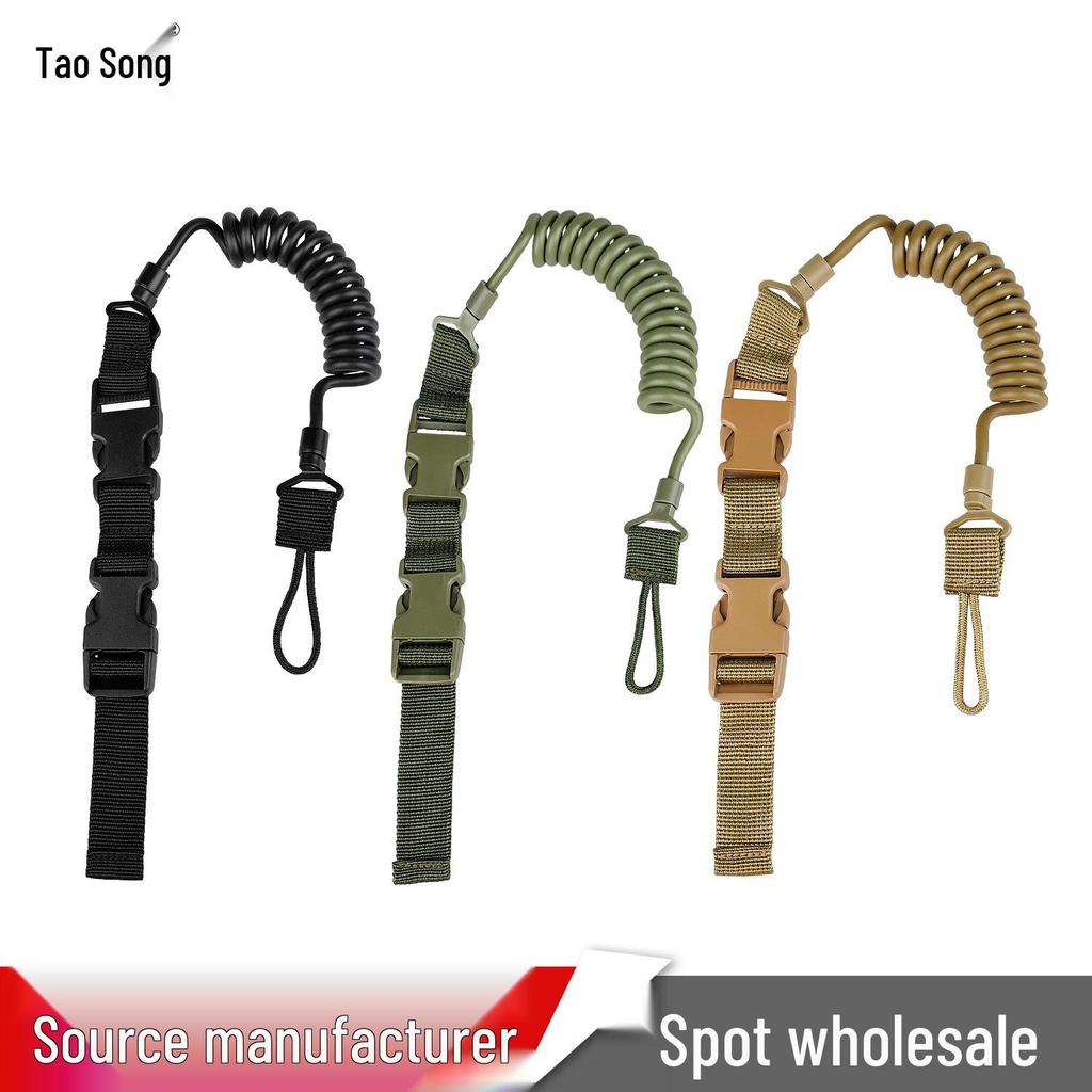 Retractable Tactical Keychain Lanyard - Elastic, Anti-Lost, Outdoor Safety Rope