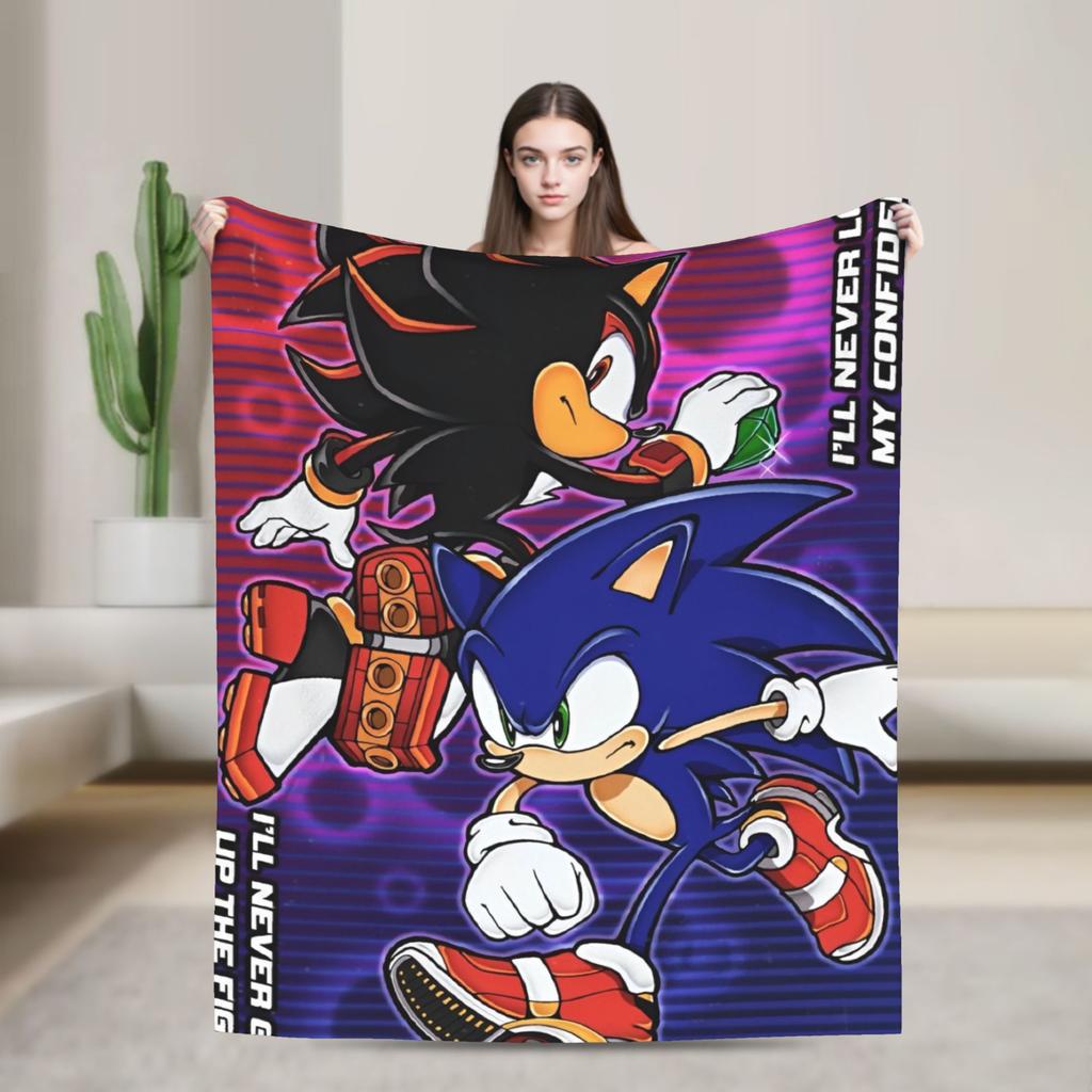 The Hedgehog Shadow Blankets Fleece Summer Air Conditioning Game Breathable Super Soft Throw Blankets for Bed Office Bedspread