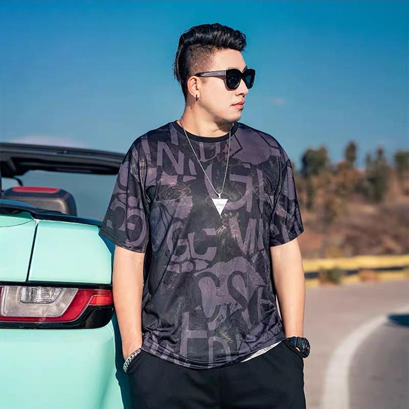 Stretch Fit Anti-wrinkle Loose Men's Short-sleeved Ice Cool Feeling Fashion Short-sleeved Top Cotton Comfortable Lightweight T-shirt