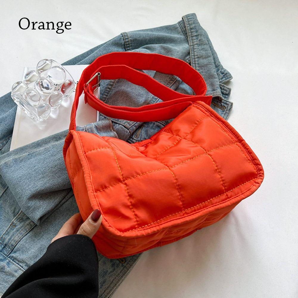Fashion Quilted Handbags Ladies Casual Cotton-Padded Bags Solid Color Shoulder Bags Women Lightweight Underarm Bags