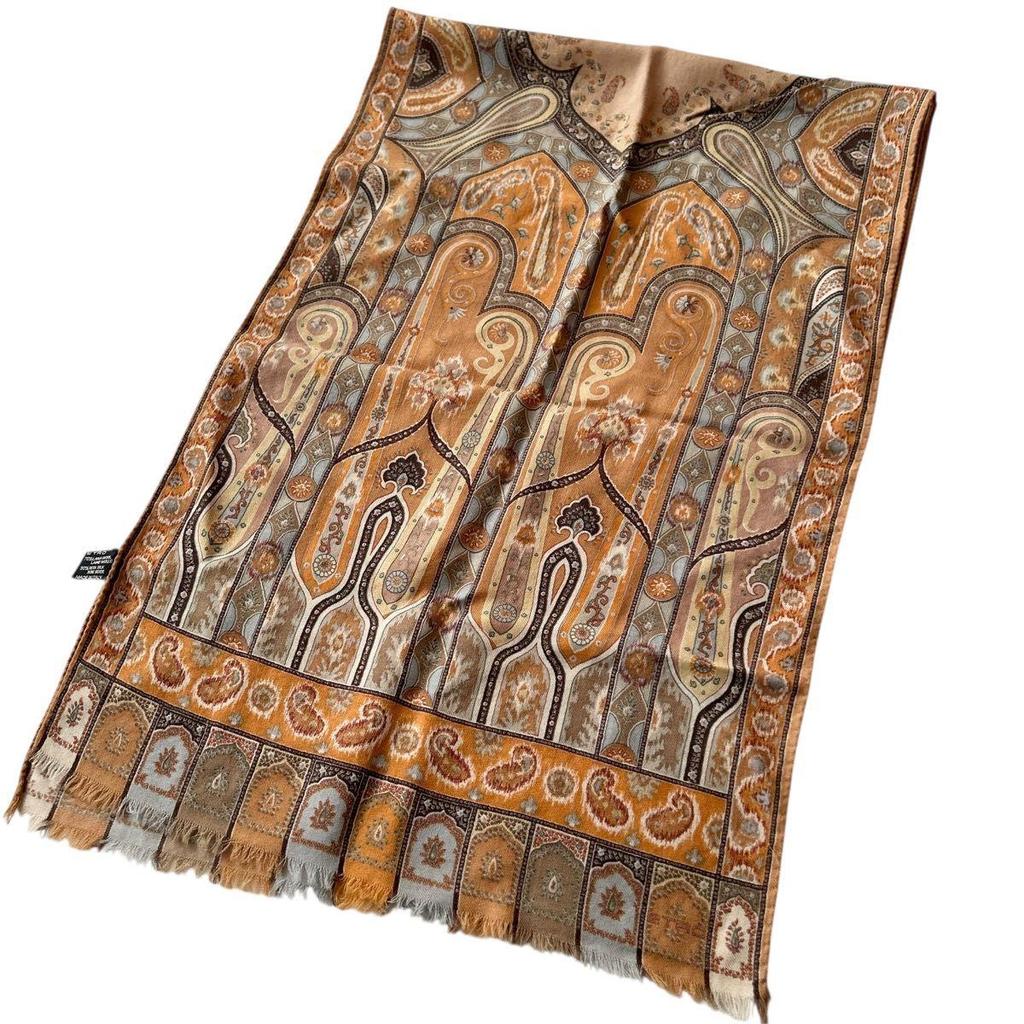 Used Beautiful condition ETRO large stole scarf, silk-wool, paisley pattern, 128x42cm