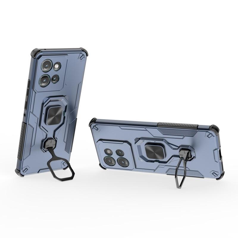 For Motorola Edge 50 5G Phone Case WANLONFENG PC TPU Back Cover Kickstand with Tempered Glass