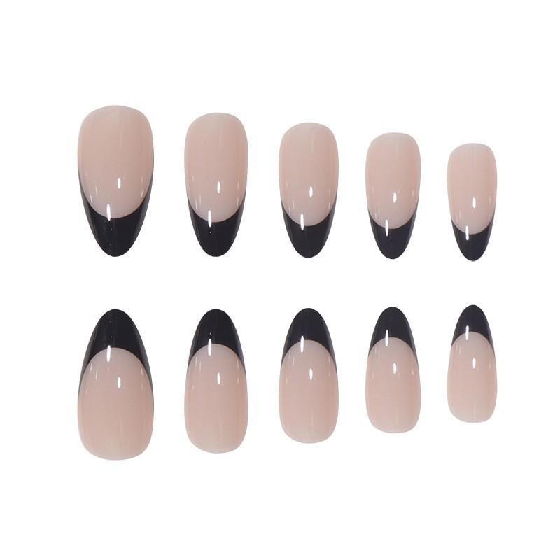 French Tip Almond Shape Press-On Nails Gel Adhesive False Nail Tips Women FS-05