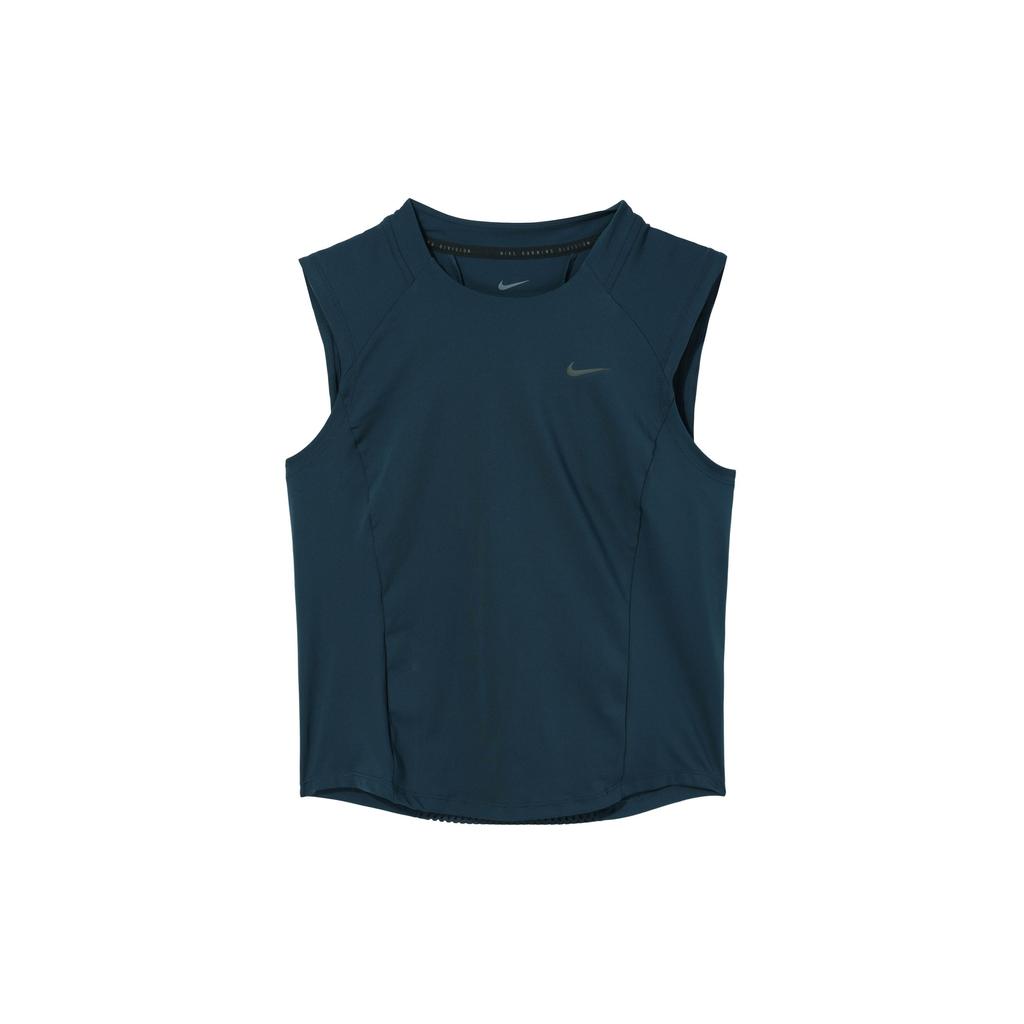 Nike Comfortable Fitting Lightweight Round Neck Solid Color Running Tank Top Women Tops Navy-Blue FV6382-478