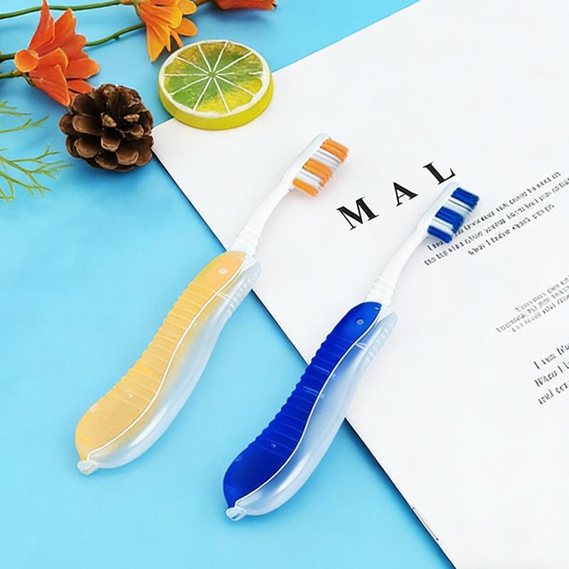 2Pcs Folding Toothbrush Set for Travel Camping Hiking Portable Compact Size Outdoor Essential